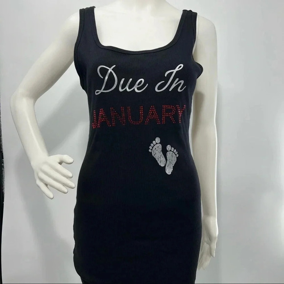 Motherhood Maternity Yoga Due In January Embellished Ribbed Tank Top Size M NWT… - Picture 1 of 9